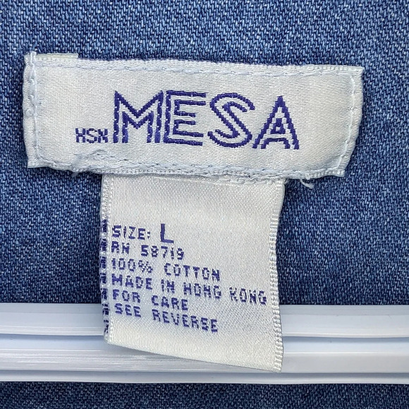 Vintage MESA Floral Embroidered Denim Button  Down Woman Large - Picture 3 of 9